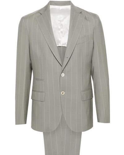 Eleventy Double-breasted Pinstripe Suit - Grey