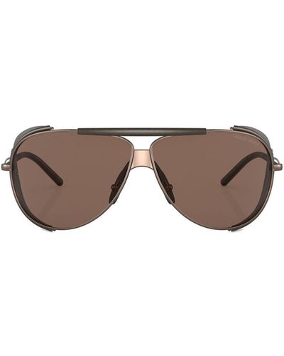 Giorgio Armani Double-bridge Pilot-frame Sunglasses - Brown