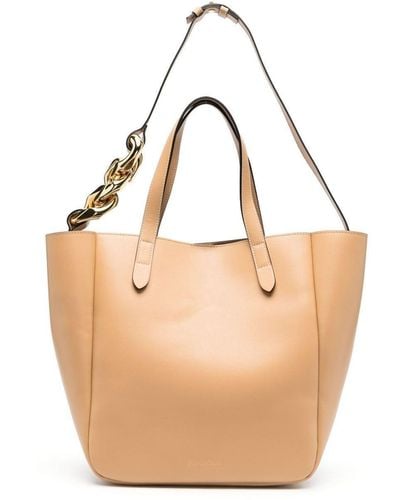 JW Anderson Chain-detail Leather Tote - Natural