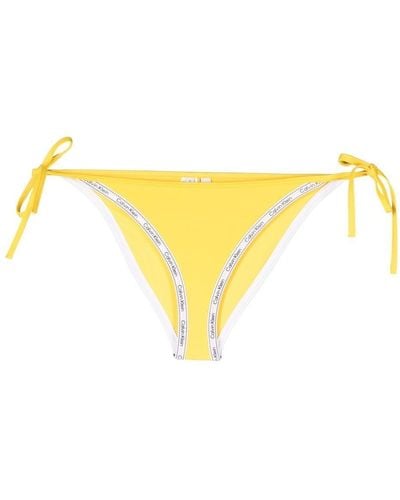 Calvin Klein Logo-print Strap Bikini Bottoms - Yellow