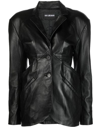 Han Kjobenhavn Cut-out leather blazeer - Noir