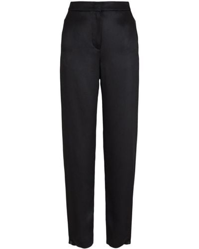 Giorgio Armani High-waisted Silk Trousers - Black