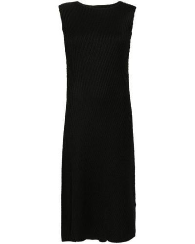 Issey Miyake Plissé-effect Asymmetric Dress - Black