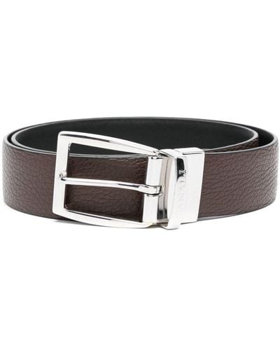 Canali Logo-engraved Buckle Leather Belt - Zwart