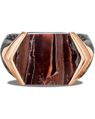 John Hardy Rhodium-plated Sterling Silver Signet Ring - Brown