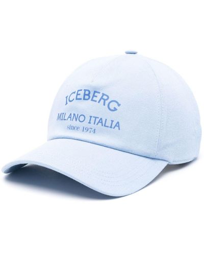 Iceberg Logo-print Cotton Baseball Cap - Blue