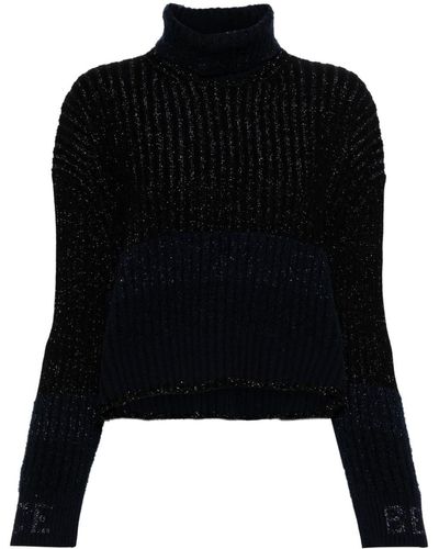 Iceberg Glitter-detail Ribbed-knit Sweater - Black