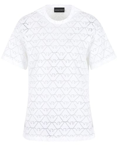 Emporio Armani Devoré Cotton-blend T-shirt - White