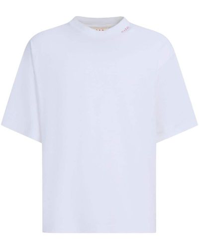 Marni T-shirt en coton à logo brodé - Blanc