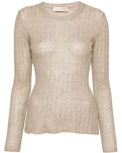 Valentino Garavani Ribbed Linen Sweater - Natural