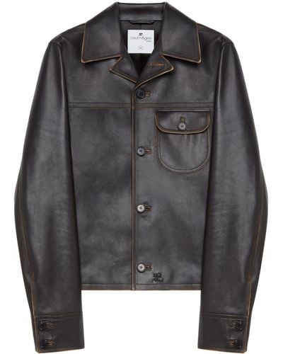 Courreges Single Pocket Leather Jacket - Black