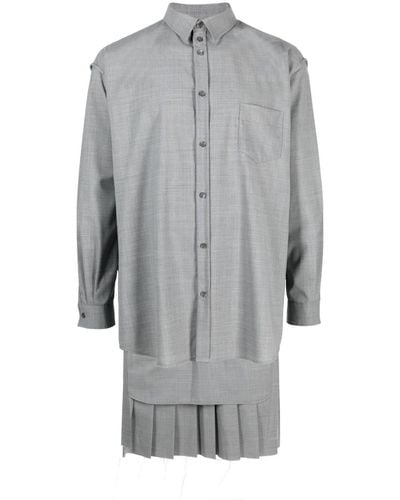 Undercover Detachable Pleated Hem Shirt - Gray