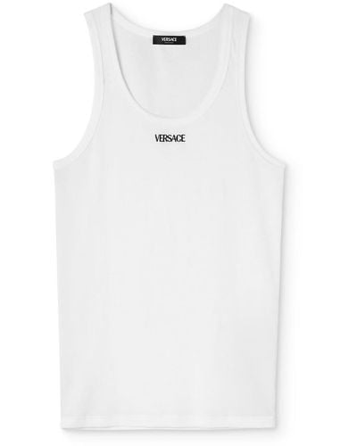 Versace Tanktop Met Geborduurd Logo - Wit