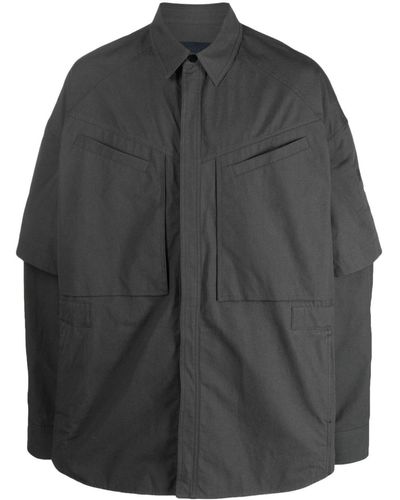 Juun.J Detachable-sleeves Cotton Shirt - Gray