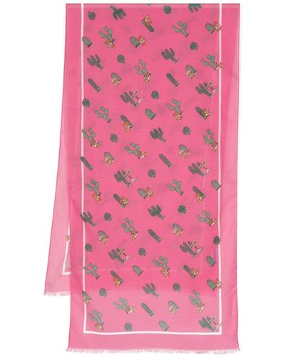 Moschino Schal mit Kaktus-Print - Pink