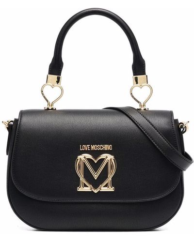 Love Moschino Handtasche mit Logo-Schild - Schwarz