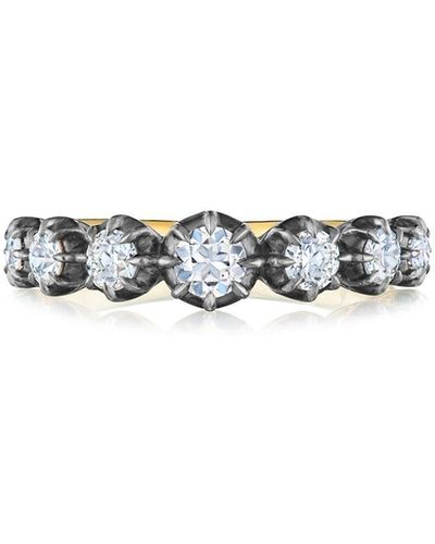 Fred Leighton 18kt Gold 7 Diamond Stone Collect Ring - Metallic