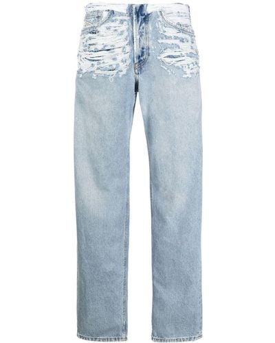 DIESEL Mid-rise Ripped-detail Jeans - Blue