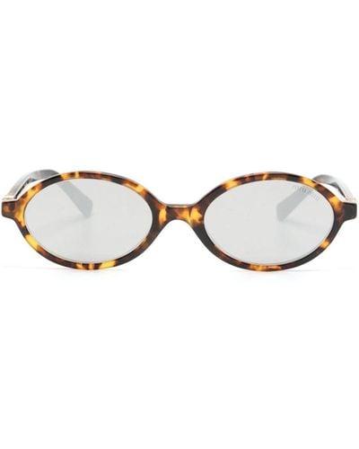 Miu Miu Regard Oval-frame Sunglasses - Natural