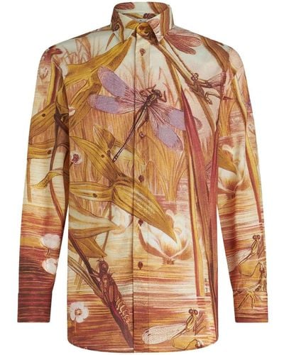Etro Overhemd Met Print - Bruin