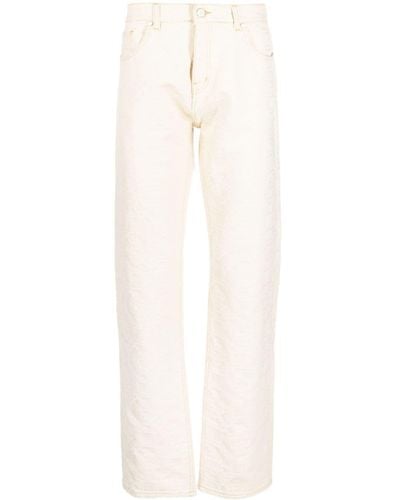 Casablancabrand Monogram-jacquard Straight-leg Jeans - White