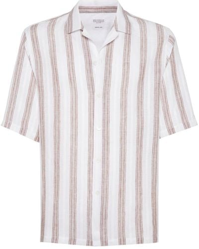 Brunello Cucinelli Striped Short-sleeve Shirt - White