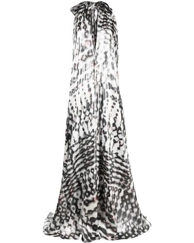Gianluca Capannolo Abstract-print Flared Maxi Dress - White