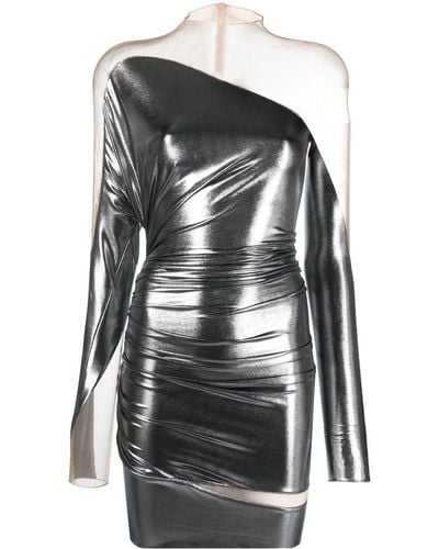 Mugler Sheer-panelled Metallic Minidress - Black