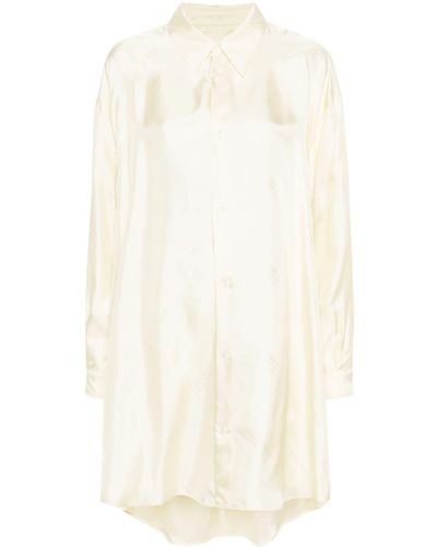 MM6 by Maison Martin Margiela Robe-chemise satinée à imprimé graphique - Blanc