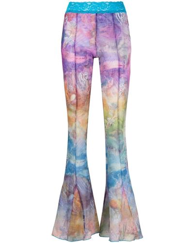 ANDERSSON BELL Abstract-print Flared Pants - Pink