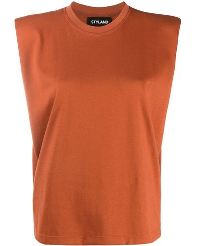 Styland Camiseta estilo boxy sin mangas - Naranja