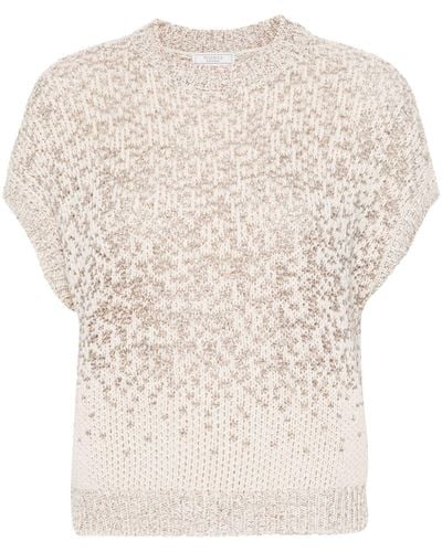 Peserico Sequin-embellished Knitted Top - Natural