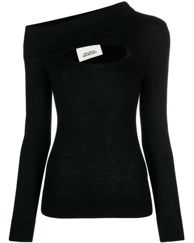 Isabel Marant Paz Off-shoulder Merino-wool Sweater - Black