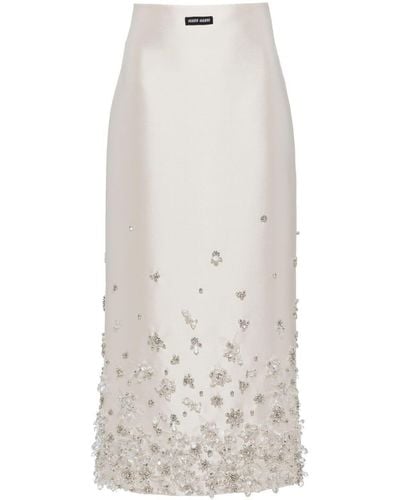 Miu Miu Floral-embellished Midi Skirt - White