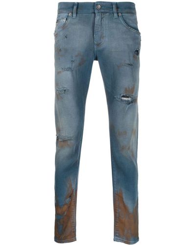 Dolce & Gabbana Distressed Straight-leg Jeans - Blue