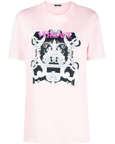 Versace T-shirt Met Logoprint - Roze