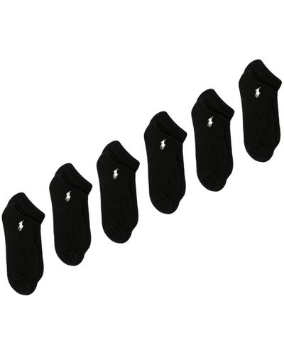 Polo Ralph Lauren Set di sei paia di calzini con ricamo - Nero