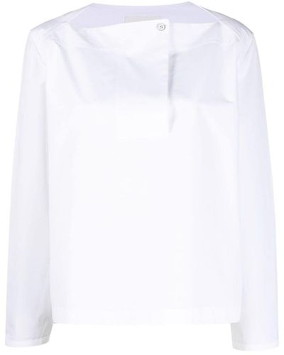 Jil Sander Blouse en coton à manches longues - Blanc