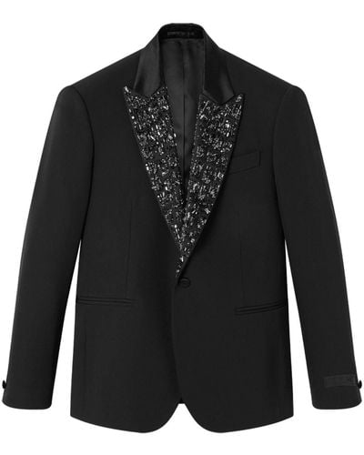 Versace Blazer en laine à ornements en cristal - Noir