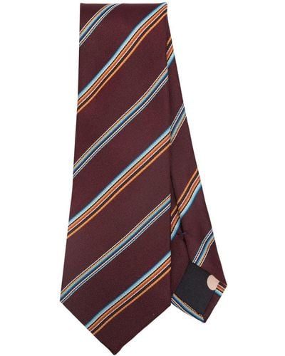 Paul Smith Diagonal-stripe Twill Silk Tie - Purple