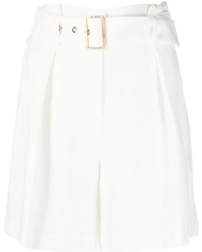 Pinko Belted Wide-leg Shorts - White