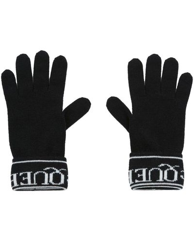 Alexander McQueen Intarsia-knit Logo Gloves - Black