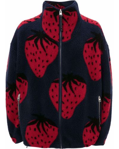 JW Anderson Strawberry-print Zipped Jacket - Blue