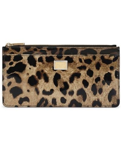 Dolce & Gabbana Leopard Print Zipped Wallet - Women's - Calf Leather/rayon - Black