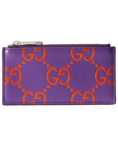 Gucci GG-embossed Zipped Cardholder - Purple
