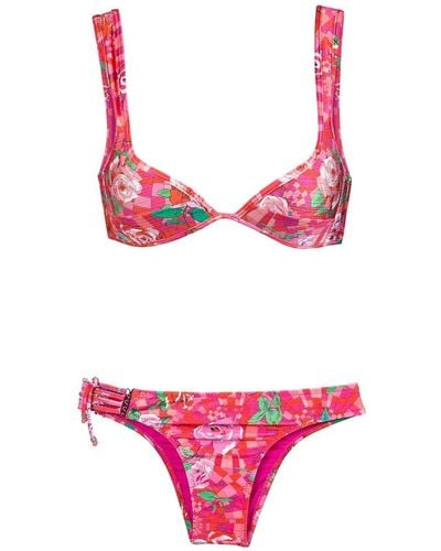Amir Slama Floral print bikini set - Rosa
