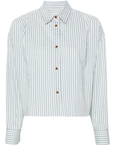 Alysi Striped Seersucker Shirt - Blue