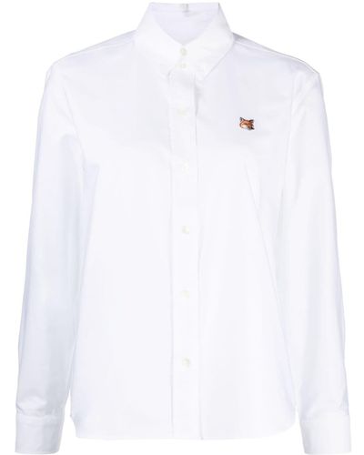 Maison Kitsuné Fox-patch Cotton Shirt - White
