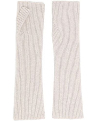 N.Peal Cashmere Fingerless Cashmere Gloves - White