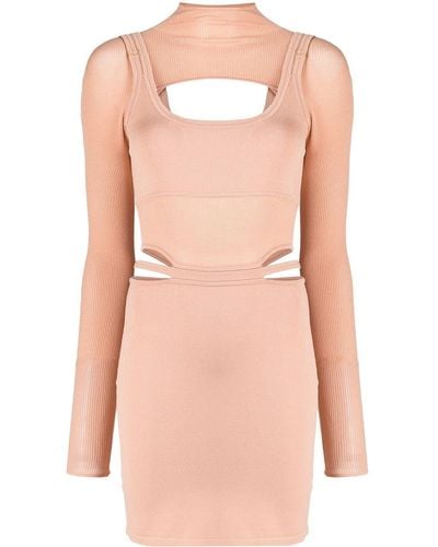 Dion Lee Cut-out Detail Long-sleeve Dress - Brown